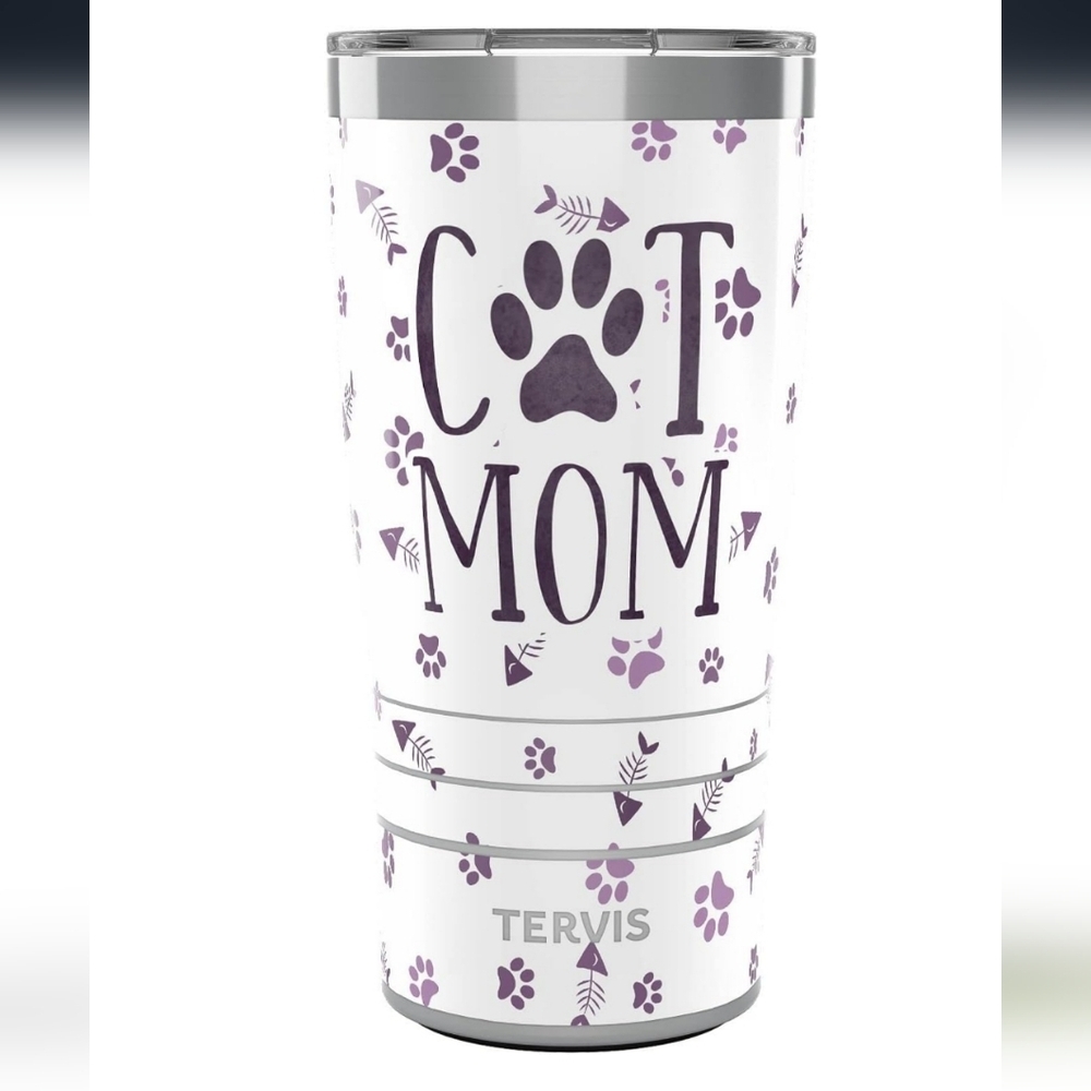 Cat Mom Tumbler with Paw Print Design